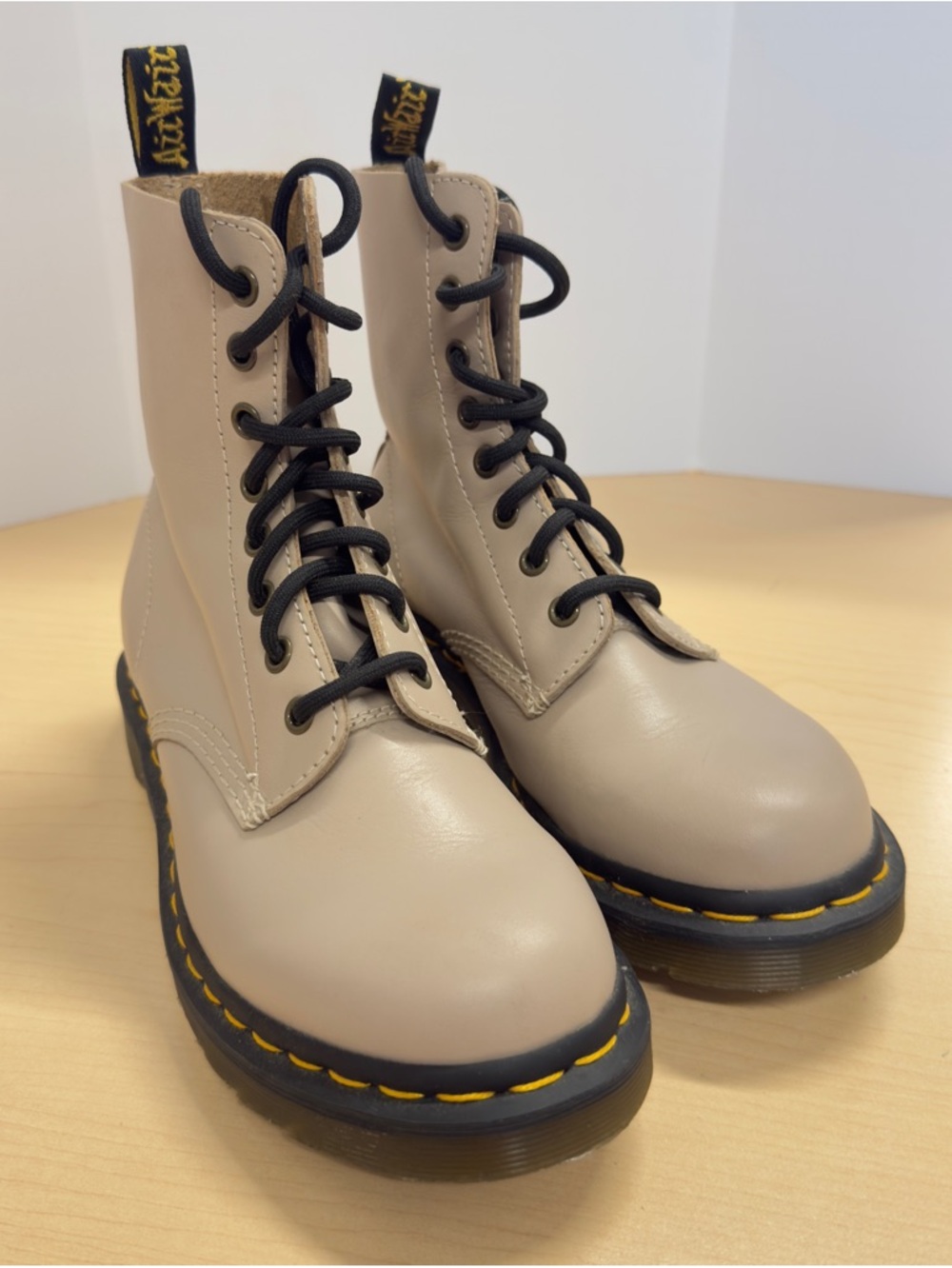 Dr. Martens 1460 Pascal Virginia Leather Boots Beige Taupe - Size 7